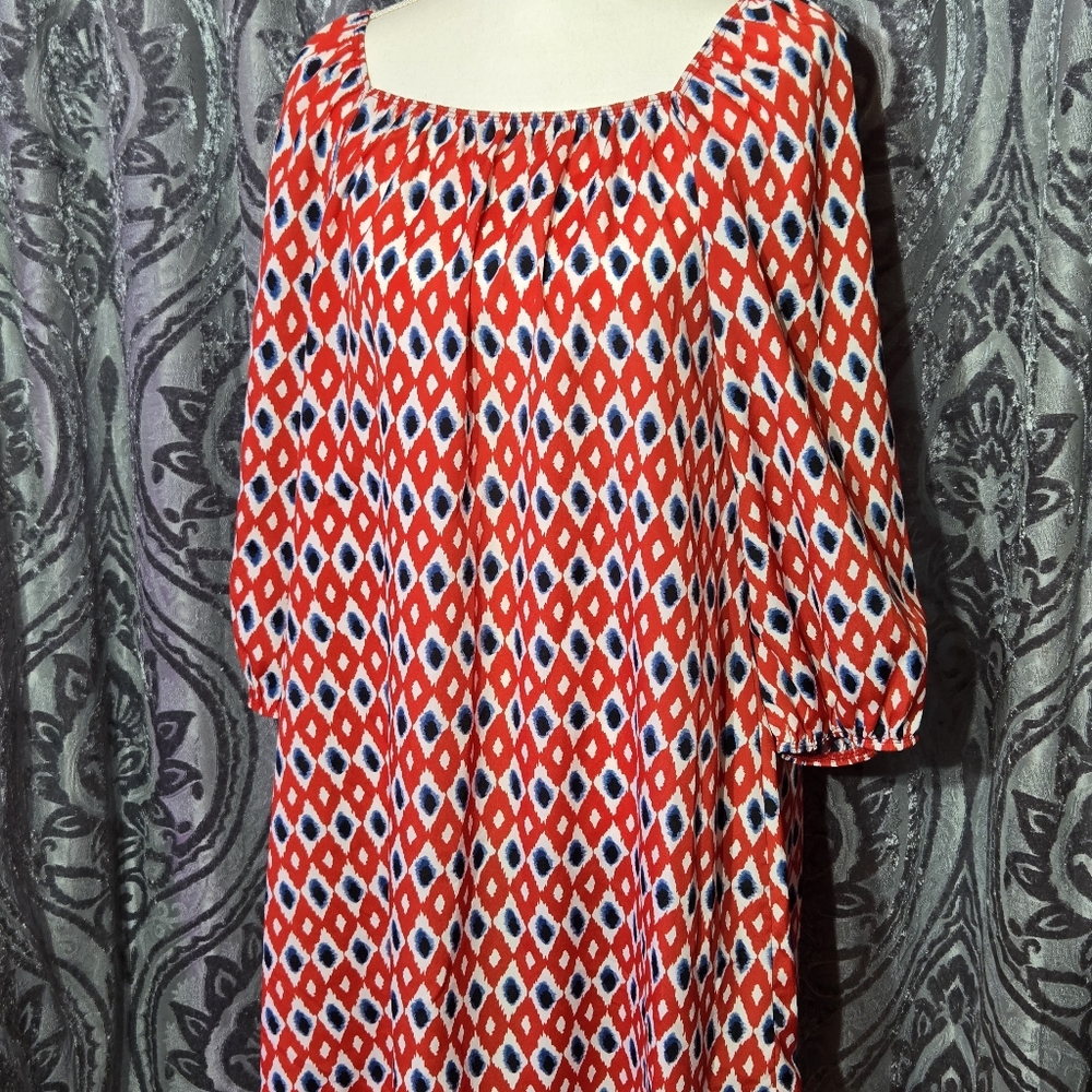 Red Geometric Patterned Dress